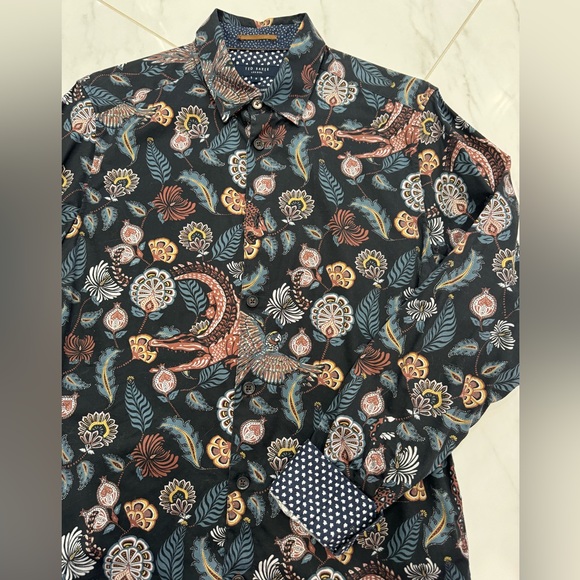 Ted Baker Men’s Shirt, Black Animal print, Size 3 - Picture 4 of 14